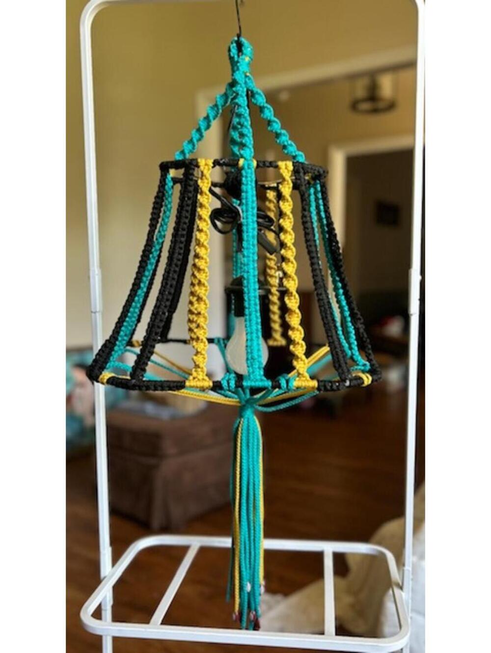 Jacksonville Jaguars Handmade Macrame Hanging Light Fixture with Football Beads